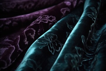 Canvas Print - close-up of velvet fabric with rich, velvety texture, created with generative ai