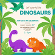 Dinosaurs Themed Party Invitation Card Vector Illustration