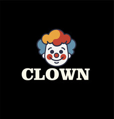 Sticker - Cartoon Clown Face Vector Illustration logo design template