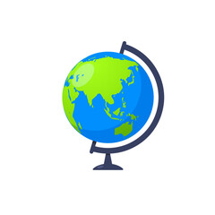 3d earth globe world vector icon. Travel globus cartoon simple illustration geography table desk globeisolated icon.