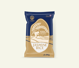 Rice Package Mockup Thailand food Products, vector illustration