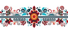 Cultural Kaleidoscope: Ethnic Handmade Border Art Mexican Embroidery Generative Ai Digital Illustration