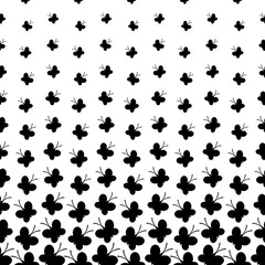 Wall Mural - butterfly seamless pattern. repeating fades degrade butterflys background. repeated fadew flowers te