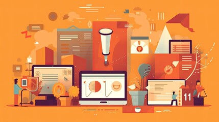 Business modern flat design vector illustration concept of online education and training. Online courses