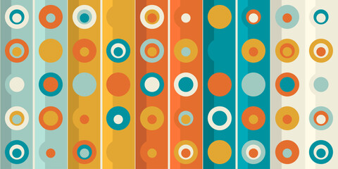 Poster - Dots on vertical columns, colorful and seamless pattern. Vector repeating pattern for interior and decoration.