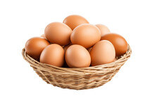 Eggs In Basket On Transparent Background. AI