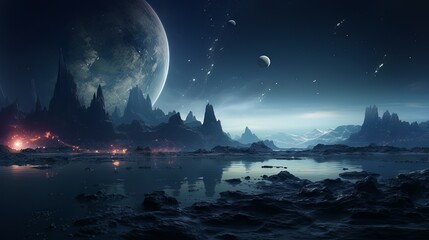 Wall Mural - space. orion nebula, black holes, explosion of planets and sun. stars, universe, flashes of light. f