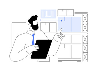 Sticker - Warehouse management systems abstract concept vector illustration.