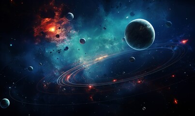Wall Mural - space. orion nebula, black holes, explosion of planets and sun. stars, universe, flashes of light. f
