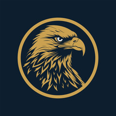 bird falcon and circle frame logo design, eagle or hawk badge emblem vector icon