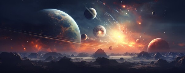Wall Mural - space. orion nebula, black holes, explosion of planets and sun. stars, universe, flashes of light. f
