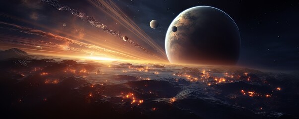 Wall Mural - space. orion nebula, black holes, explosion of planets and sun. stars, universe, flashes of light. f