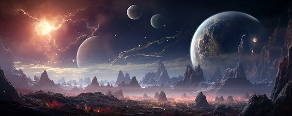 Wall Mural - space. orion nebula, black holes, explosion of planets and sun. stars, universe, flashes of light. f