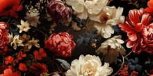 Beautiful Fantasy Vintage Wallpaper Botanical Flower Bunch,vintage Motif For Floral Print Digital Background