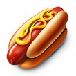 Classic hot dog with ketchup and mustard. 3D illustration digital art design