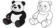 cartoon teddy bear panda character coloring on a transparent background