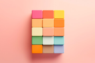 Canvas Print - Multicolored cubes on a pale pink background