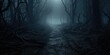© OP38Studio - Path through a dark forest autumn fog at night, generative ai