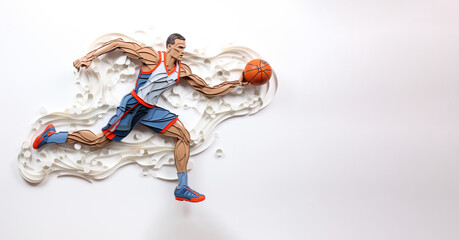 Wall Mural - Basketball sport action dynamic illustration banner