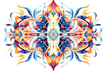 Wall Mural - harmonious kaleidoscope patterns swirling in an abstract shape isolated on a transparent background,