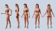 © blackday - Young woman wearing brown lingerie against gray background. Set of various angles