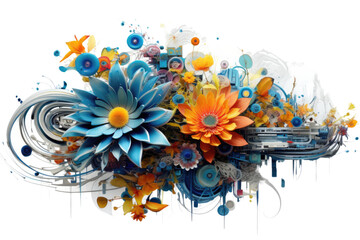 Wall Mural - harmonious patterns swirling in an abstract shape isolated on a transparent background, generative ai