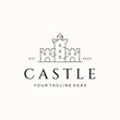 old castle line art logo vector minimalist illustration design, magic of castle kingdom