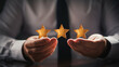 The concept of providing a five-star premium service. businessman showing award High standards are guaranteed, service quality, business success, work efficiency, top quality assurance, Generative Ai