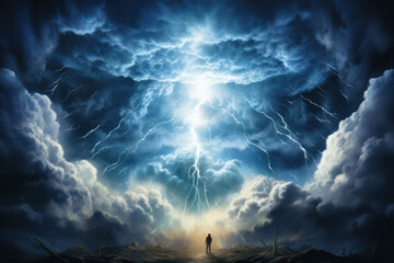 Wall Mural - striking and dynamic portrayal of a man emerging from an alien spacecraft, with meticulous attention