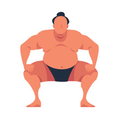 Sticker - Man Engaged in Sumo Wrestling as Martial Arts Vector Illustration