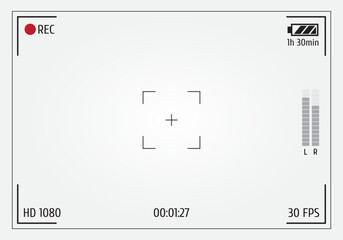 Camera viewfinder. Focusing screen of the camera. Viewfinder camera recording. Vector template for your design.