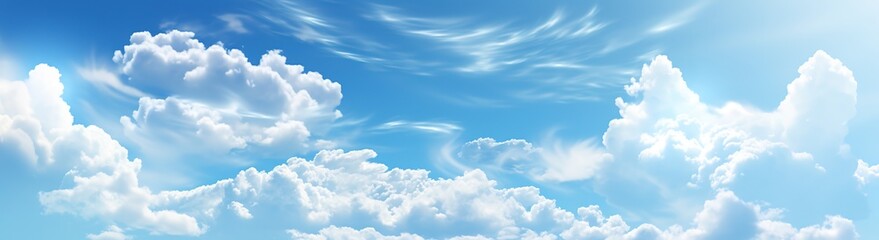Wall Mural - beauty of a sunny summer day with a clear, blue sky and white clouds background