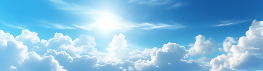 Wall Mural - beauty of a sunny summer day with a clear, blue sky and white clouds background