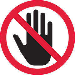 Do not touch with hands. Prohibitory sign with hand. Vector illustration