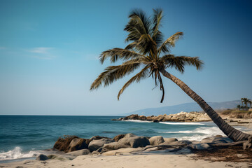 Wall Mural - beach and a palm tree