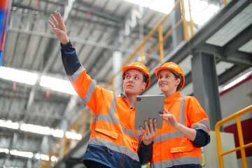 Wall Mural - Engineer specialist and technician maintenance railway inspect construction site.