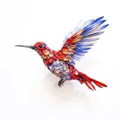 Wall Mural - Berylline hummingbird bird isolated on white. Generative AI