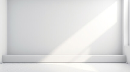 Canvas Print - empty white room with a window illuminated by the morning sun. Generative Ai. 