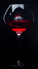 Poster - Manhattan cocktail made from bourbon, red vermouth and bitters, alcohol on a dark background.