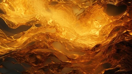 Abstract background with fluid golden yellow lava shapes