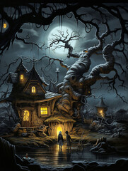 Wall Mural - Spooky Halloween House