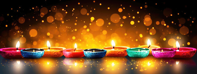 Wall Mural - illustration of a burning candle of diya dedicated to Happy Diwali, the meaning of Diwali Fur Coats with a beautiful background. Indian holiday. a burning candle.