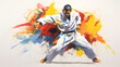 peinture représentant le judo comme sport officiel en compétition