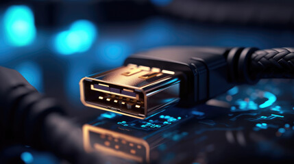 Close-up of type c usb connector cable