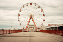 White Abandoned Ferris Wheel. High Quality Photo