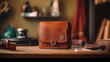 Premium wallet leather on the desk