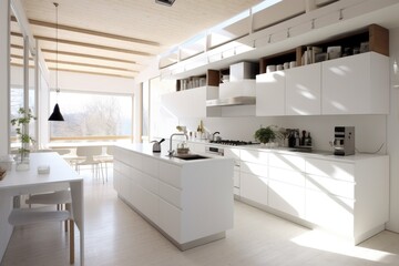 Wall Mural - White and wooden kitchen