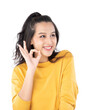 Asian young woman showing okay gesture on isolate white background