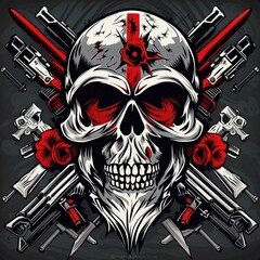 Wall Mural - gun skull