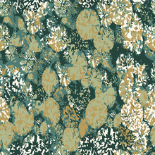 Seamless Abstract Floral Print. Abstract Wallpaper, Background,art Vintage Geometric Ornamental Pattern In Green Graphic Leaves.